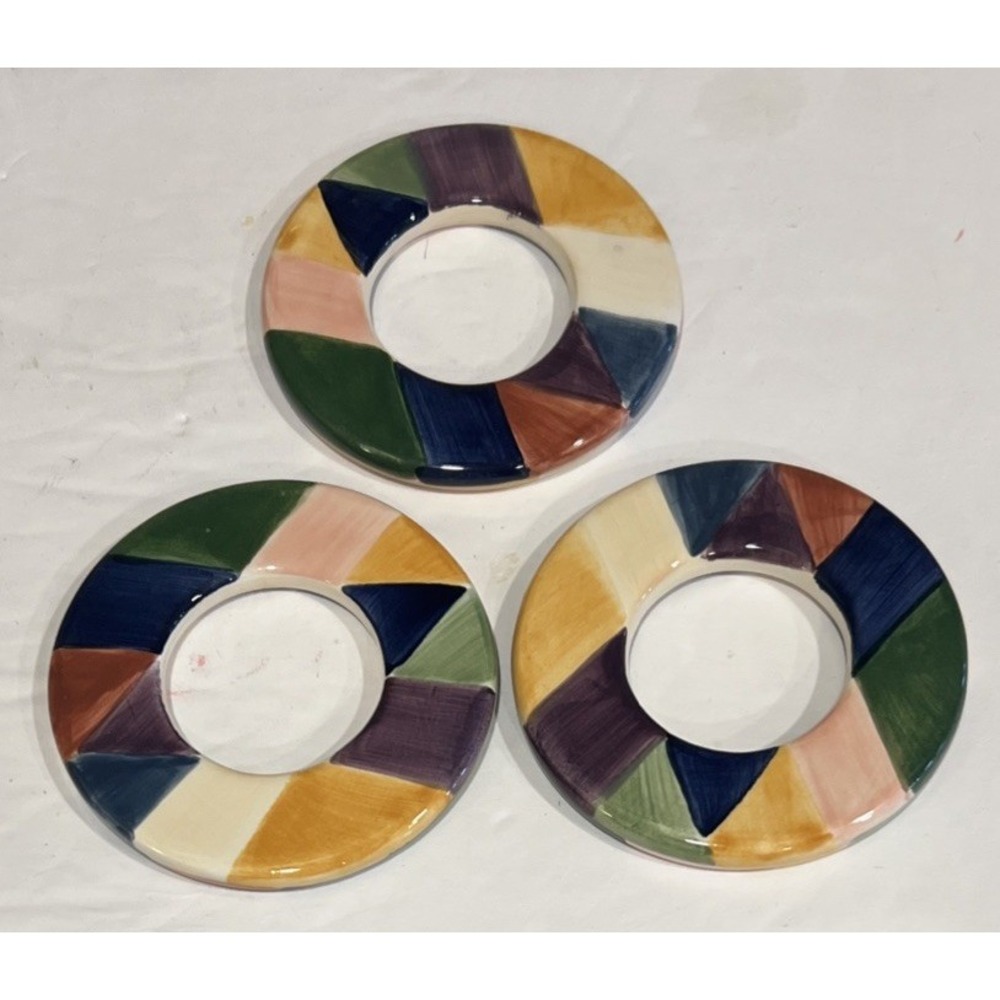 Set‎ Of 3 Tabletops Unlimited Carnival Napkin Ring Colorful 3"